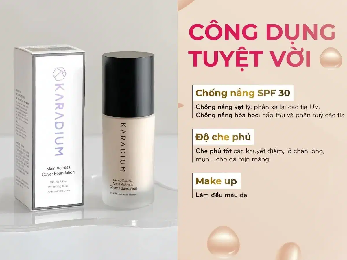 Kem nền Karadium Main Actress SPF 30 Kem nền Karadium Main Actress SPF 30 kiềm dầu