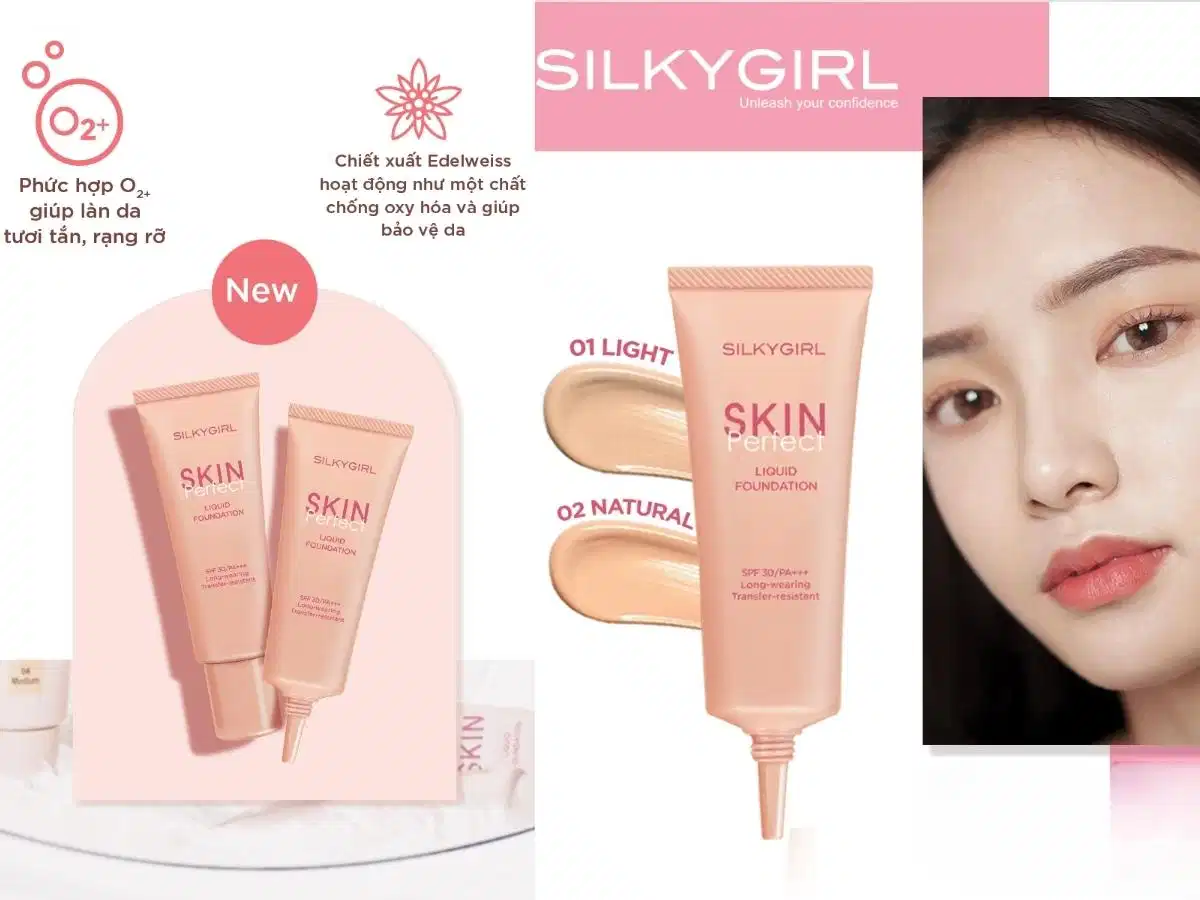 Kem Nền Silkygirl Skin Perfect NEW 25ml Kem Nền Silkygirl Skin Perfect Liquid Foundation mỏng mịn ráo dầu