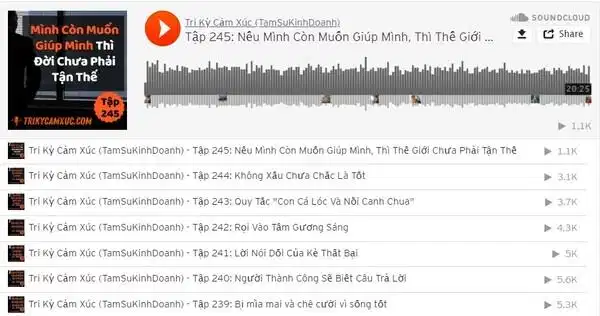 Kênh ra bài đều đặn vào thứ hai hàng tuần (Ảnh: SPOTIFY) Chương trình Tri Kỷ Cảm Xúc đều đặn ra tập mới vào mỗi sáng thứ Hai