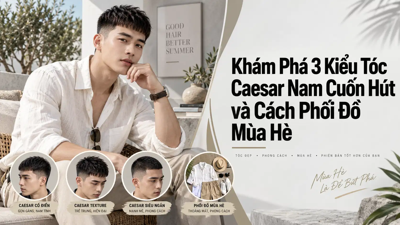 3 Kiểu Tóc Caesar Nam Cho Mùa Hè Và Cách Phối Đồ Ấn Tượng Phù Hợp