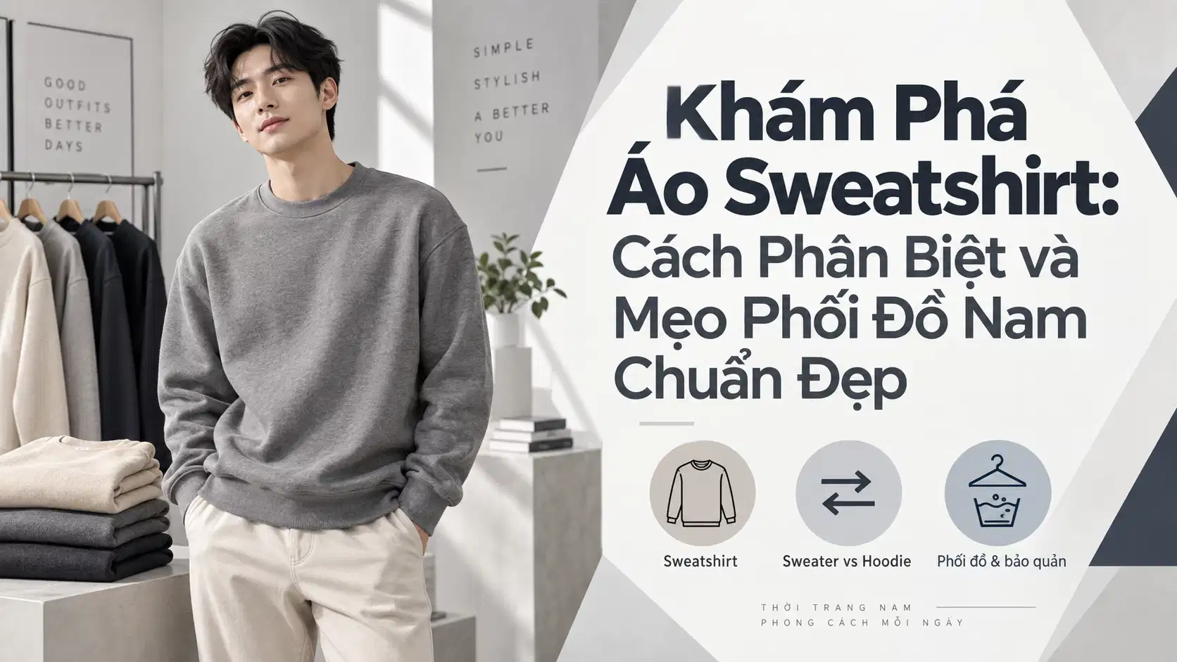 Khám Phá Áo Sweatshirt: Cách Phân Biệt và Mẹo Phối Đồ Nam Chuẩn Đẹp