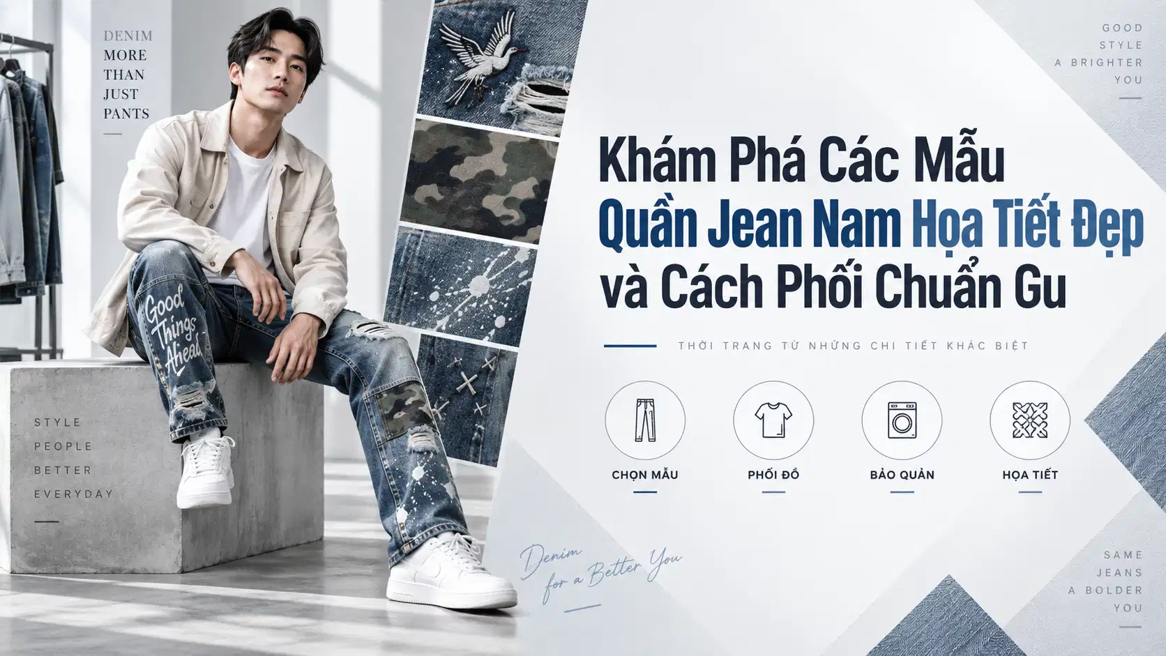 Khám Phá Các Mẫu Quần Jean Nam Họa Tiết Đẹp và Cách Phối Chuẩn Gu
