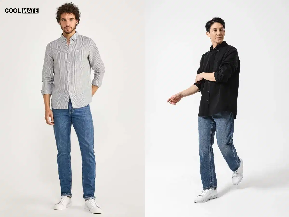 Áo sơ mi phối cùng quần jeans cho phong cách đời thường Áo sơ mi phối cùng quần jeans cho phong cách đời thường