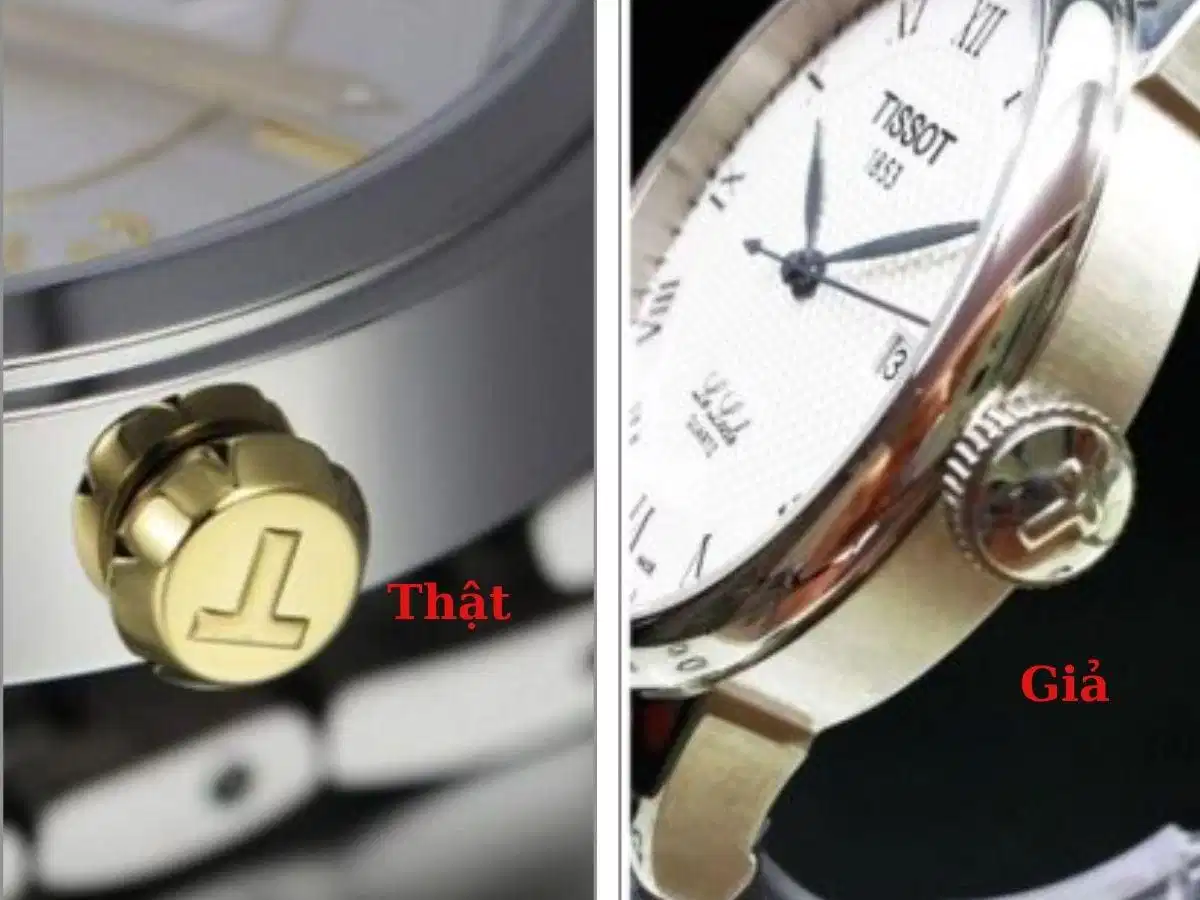 Soi logo và nét khắc chữ trên nắp lưng đồng hồ Tissot