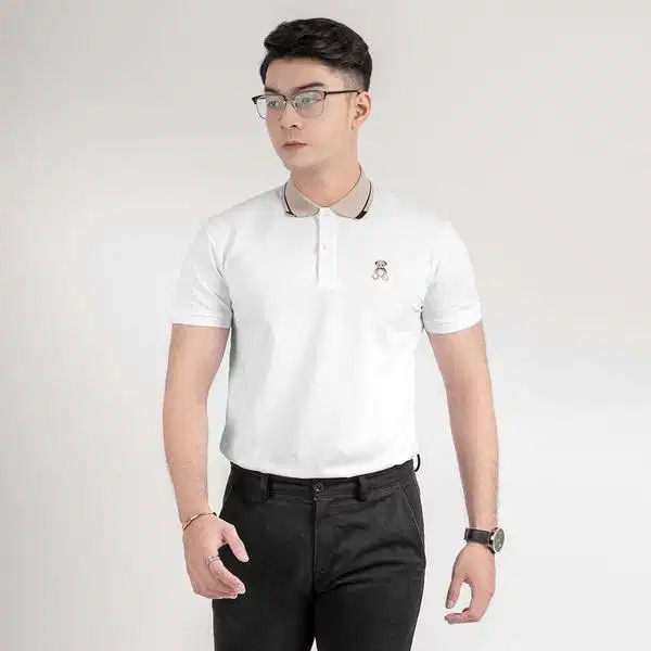 Áo polo cổ bẻ thêu ngực Áo polo cổ bẻ thêu ngực