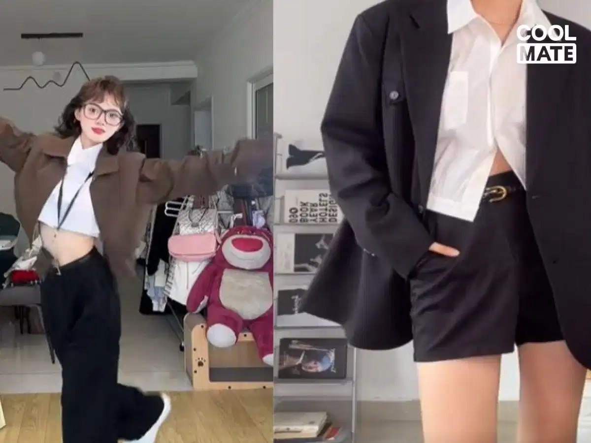 Layer áo croptop với sơ mi, blazer hoặc cardigan mỏng Layer áo croptop với sơ mi, blazer hoặc cardigan mỏng