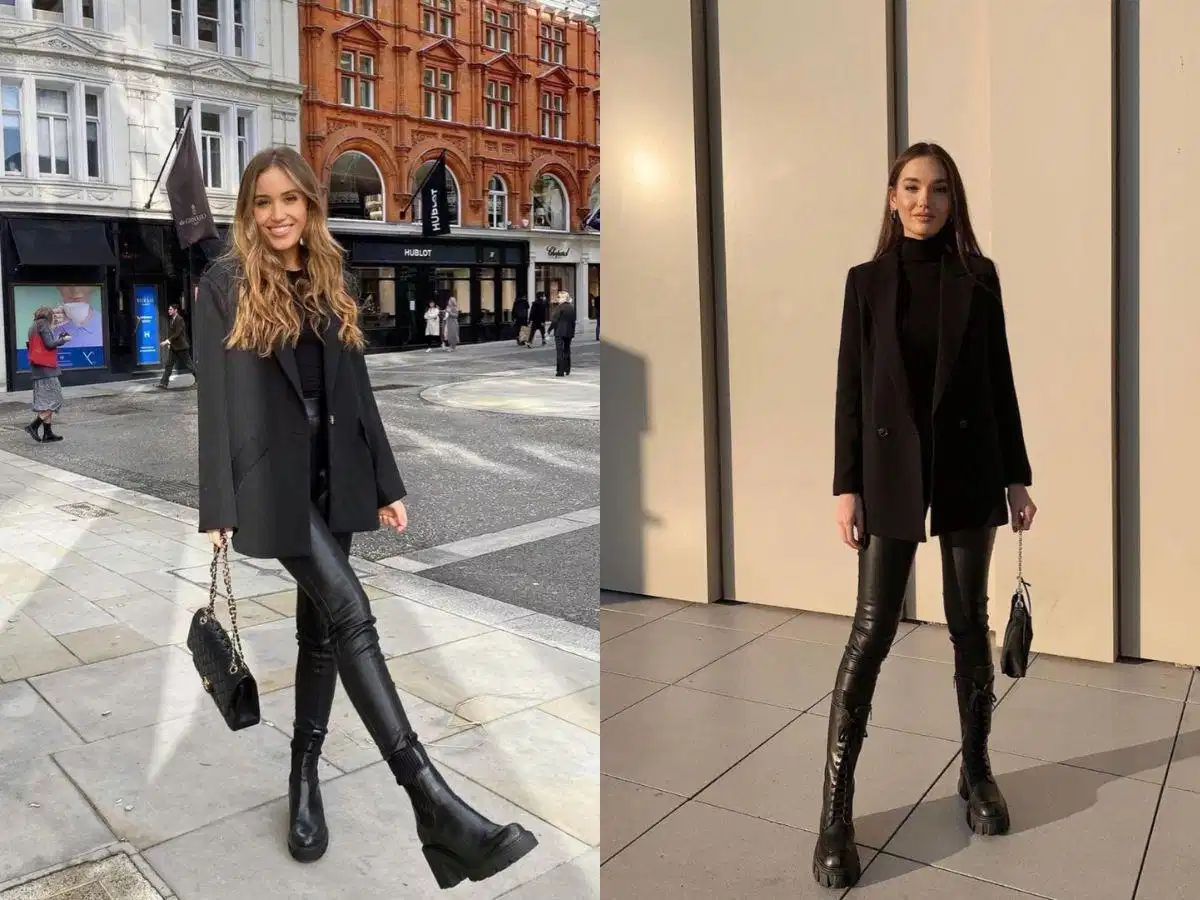 Legging giả da với bề mặt bóng