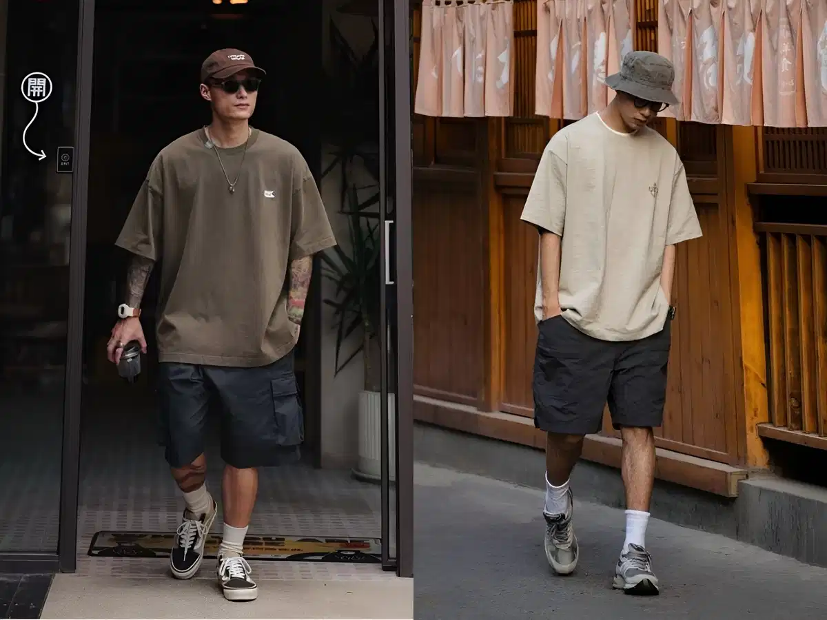 Lựa chọn áo oversize nam ít họa tiết, đơn giản Áo phông oversized trơn màu hoặc tối giản họa tiết