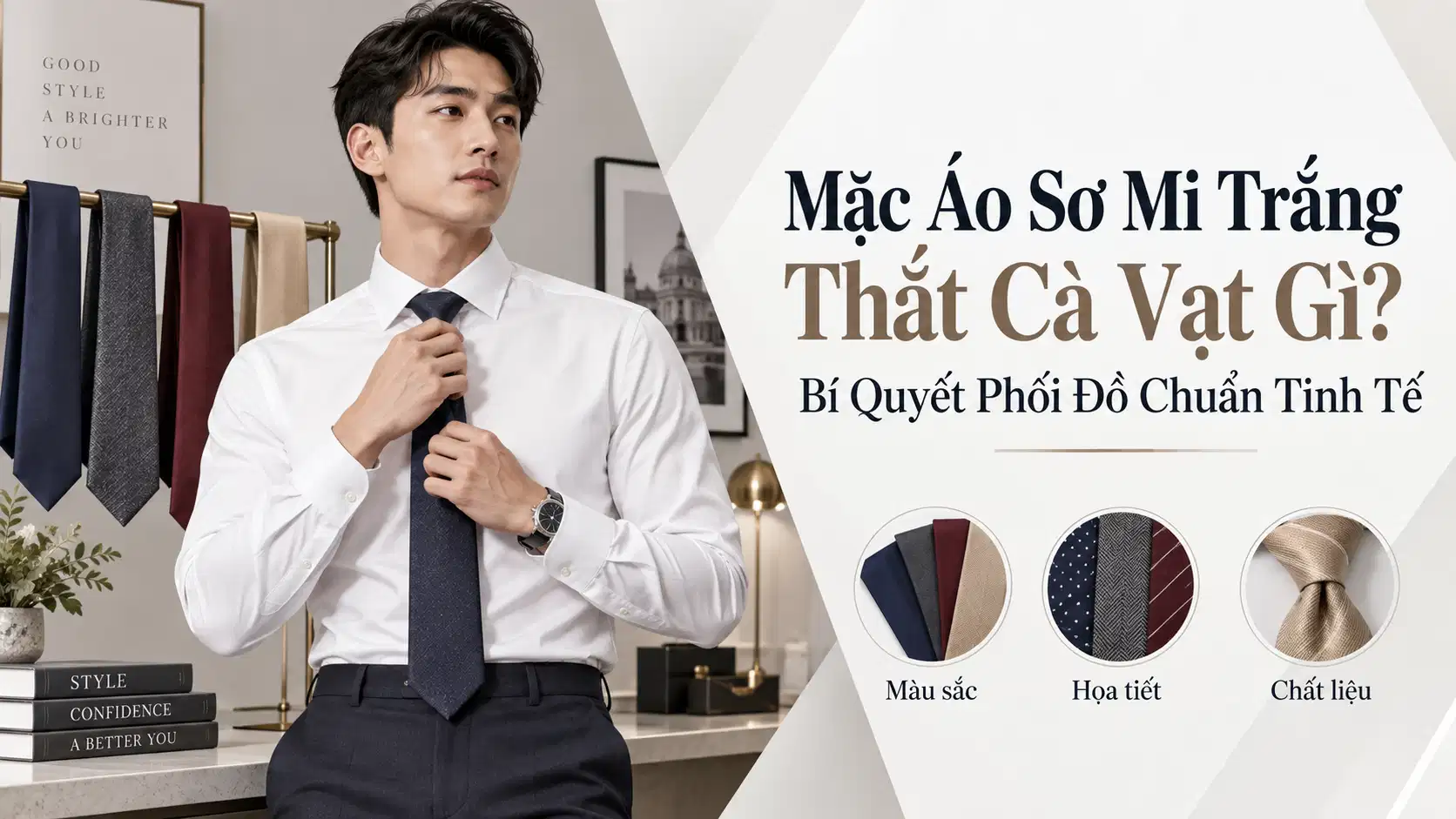 Mặc Áo Sơ Mi Trắng Thắt Cà Vạt Gì? Bí Quyết Phối Đồ Chuẩn Tinh Tế