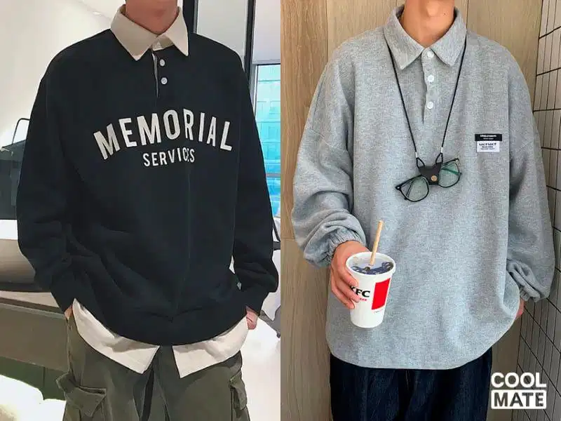 Áo sweater nam thiết kế cổ polo thanh lịch