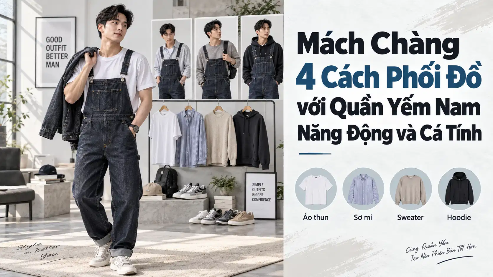 Mách Chàng 4 Cách Phối Đồ với Quần Yếm Nam Năng Động và Cá Tính