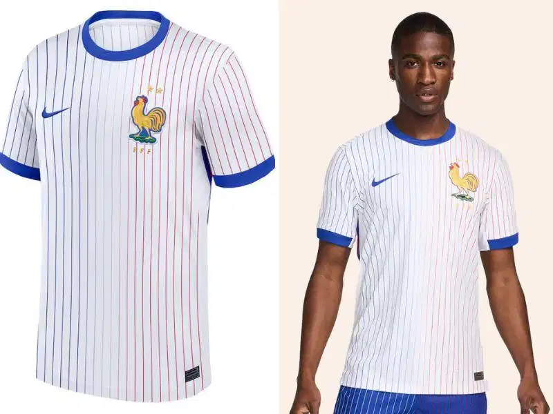 Áo bóng đá đội Pháp sân khách Áo sân khách đội tuyển Pháp nền trắng sọc pinstripe