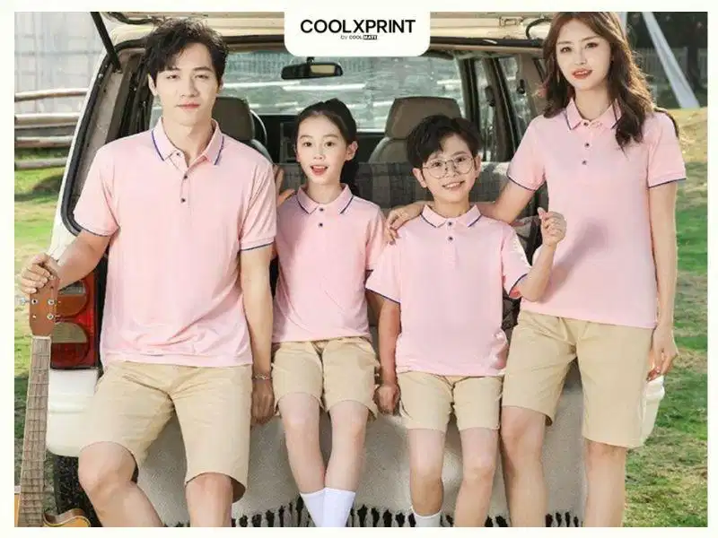 Áo polo đồng phục gia đình 4 người Đồng phục áo polo gia đình 4 người gam màu trung tính