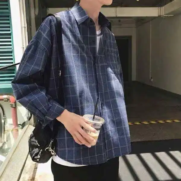 Áo sơ mi nam dáng rộng Hàn Quốc Áo sơ mi nam dáng rộng phom Hàn Quốc phối đồ phong cách thành thị