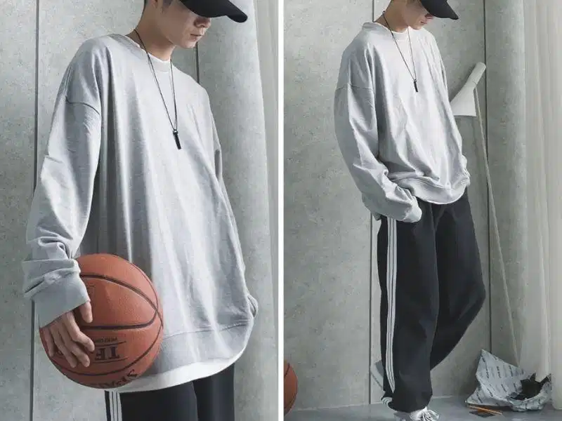 Sweater ghi xám và jogger ấm áp Áo sweater ghi phối cùng quần jogger