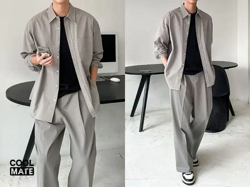 Phối đồ nam tông ghi và đen Màu ghi phối cùng màu đen cổ điển