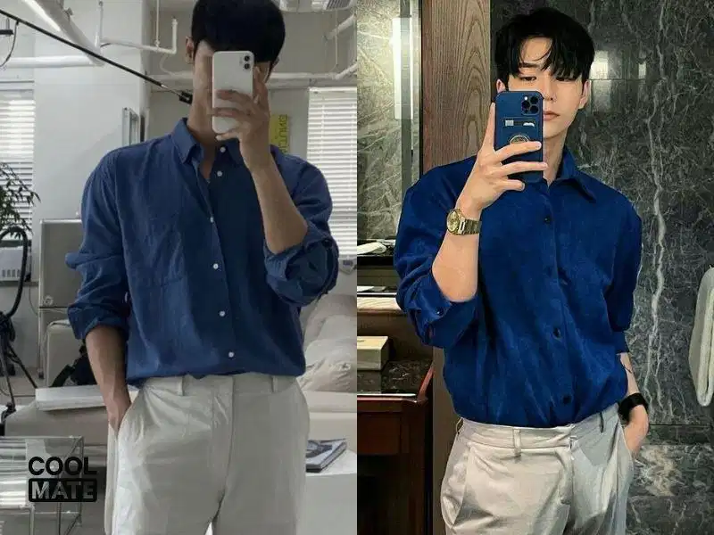 Sự kết hợp giữa ghi và xanh đen Màu ghi kết hợp cùng xanh navy thanh lịch