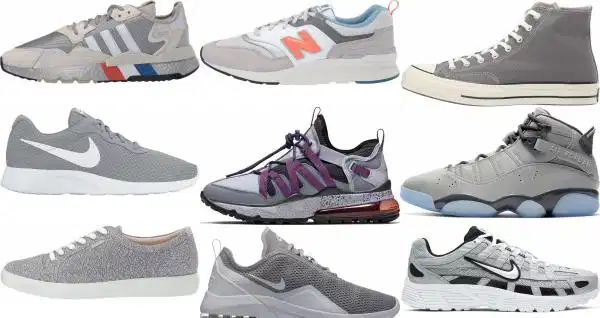Sneaker nam màu xám trầm ấm Sneaker nam màu xám da lộn mang phong cách retro