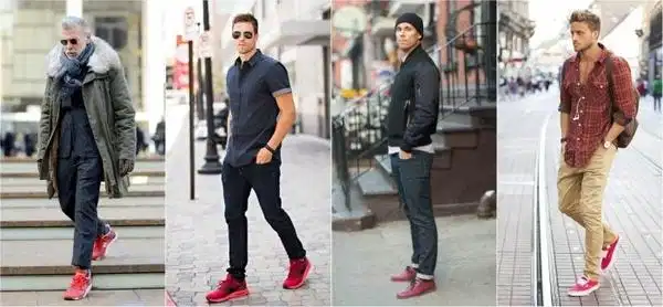 Sneaker nam màu đỏ nổi bật Giày sneaker nam màu đỏ tạo điểm nhấn cá tính cho outfit
