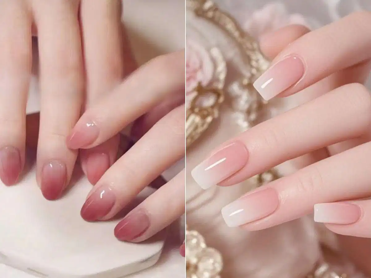 Mẫu nail ombre trắng nude cho quý cô văn phòng