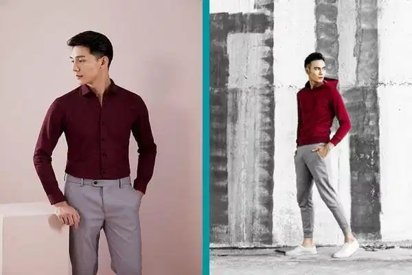 Phối đồ màu xám với màu đỏ