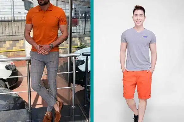 Phối màu cam và xám cho nam