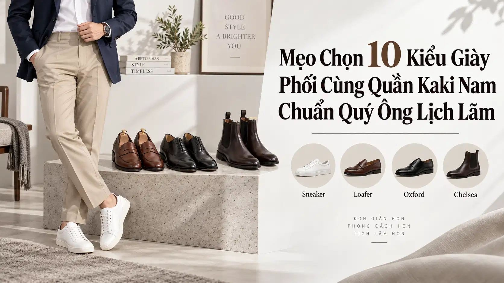 Mẹo Chọn 10 Kiểu Giày Phối Cùng Quần Kaki Nam Chuẩn Quý Ông Lịch Lãm