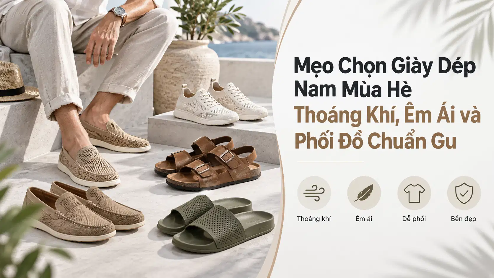 Mẹo Chọn Giày Dép Nam Mùa Hè Thoáng Khí, Êm Ái và Phối Đồ Chuẩn Gu