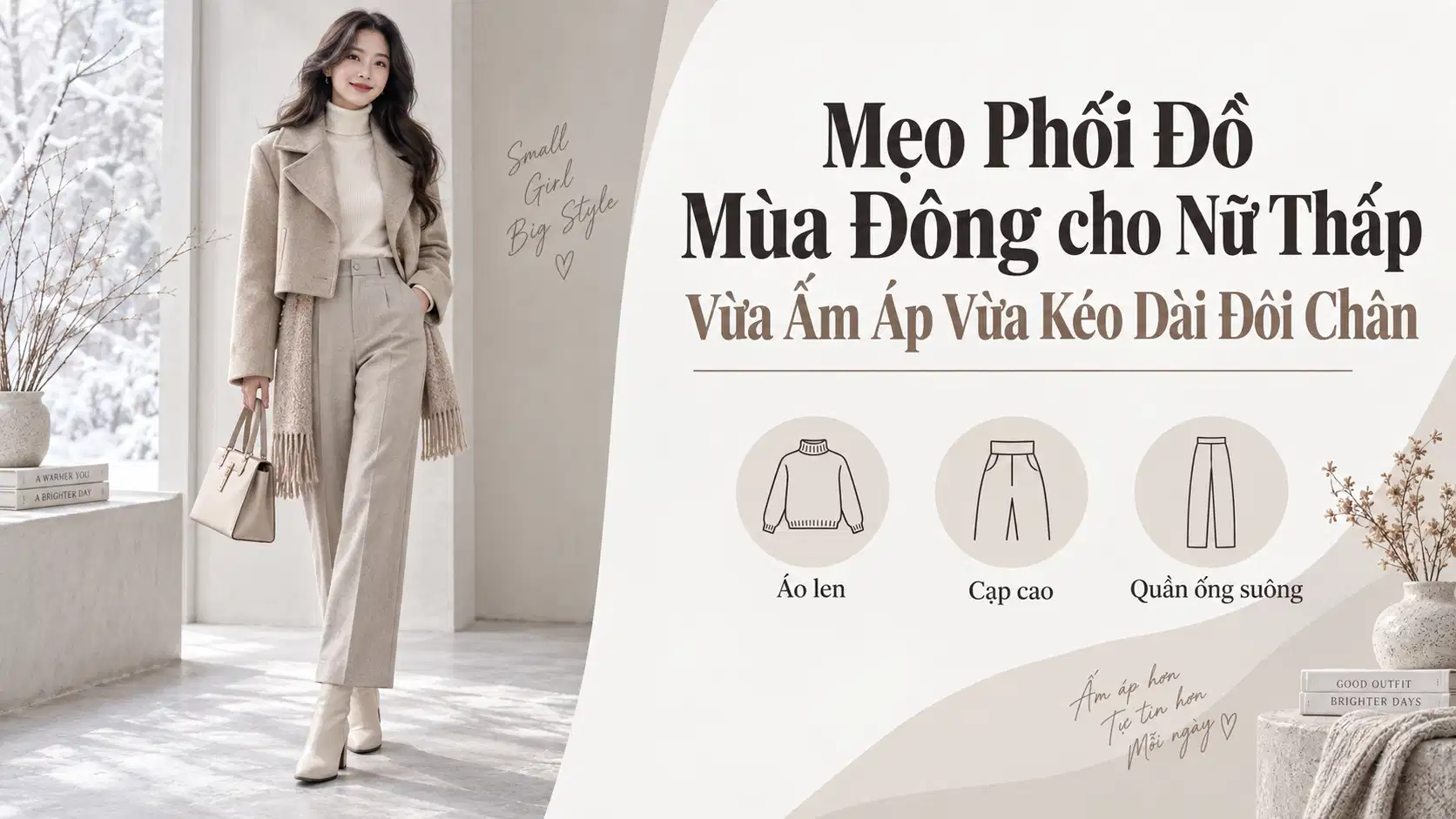 Mẹo Phối Đồ Mùa Đông cho Nữ Thấp Vừa Ấm Áp Vừa Kéo Dài Đôi Chân
