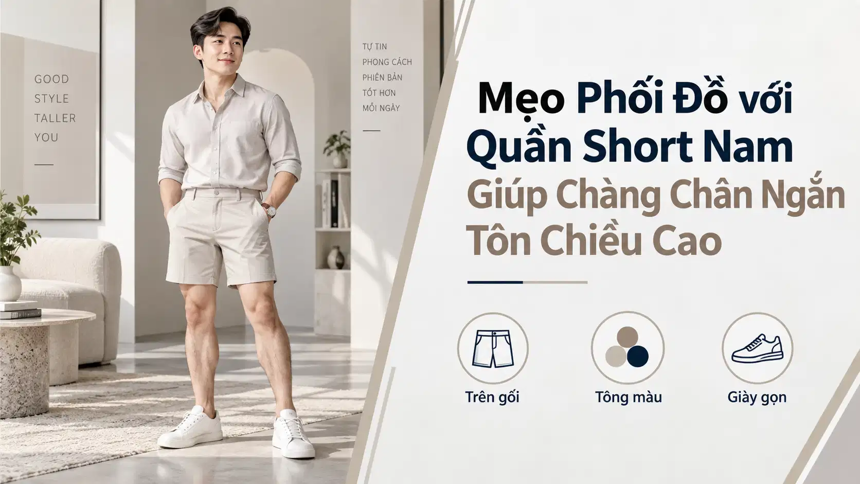 Mẹo Phối Đồ với Quần Short Nam Giúp Chàng Chân Ngắn Tôn Chiều Cao