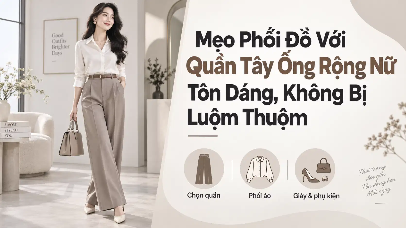Mẹo Phối Đồ Với Quần Tây Ống Rộng Nữ Tôn Dáng, Không Bị Luộm Thuộm