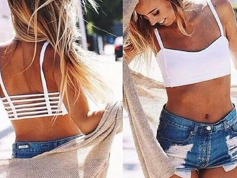Mix áo bra dây với quần short thoải mái khi ở nhà