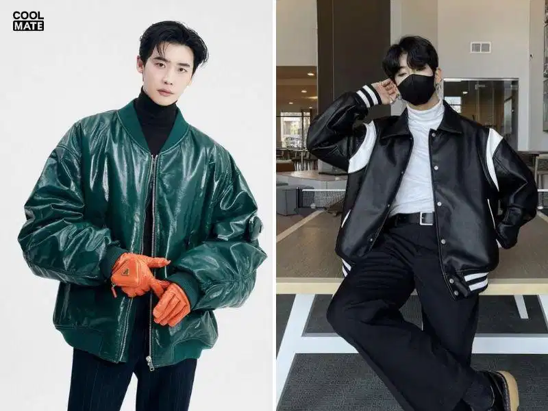 Mix áo len cổ lọ với áo bomber Áo khoác bomber tạo nhịp nối hoàn hảo với áo len cổ lọ và sơ mi
