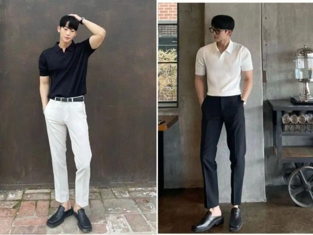 Áo polo nam phối quần chinos đi bar Phối áo polo nam cùng quần chinos và giày lười loafers đi bar