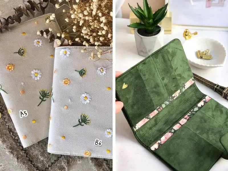 Một số mẫu sổ tay hiện nay có bìa được làm bằng chất liệu vải canvas Một số mẫu sổ tay ghi chép có bìa ngoài bọc bằng chất liệu vải canvas thủ công