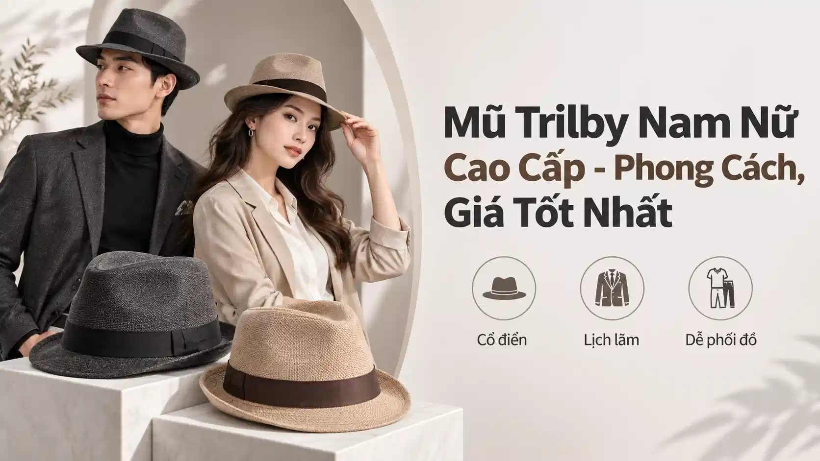 Mũ Trilby Nam Nữ Cao Cấp - Phong Cách, Giá Tốt Nhất