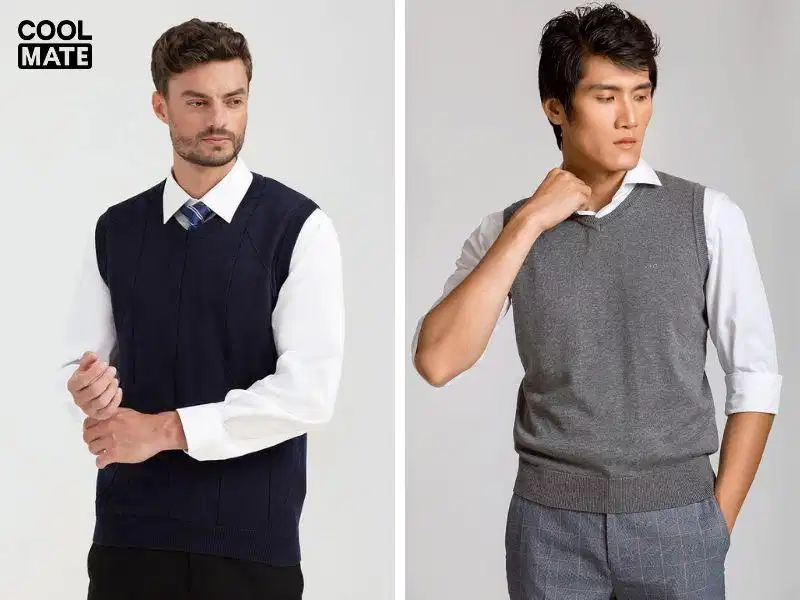 Gile vest kết hợp áo sơ mi và quần tây
