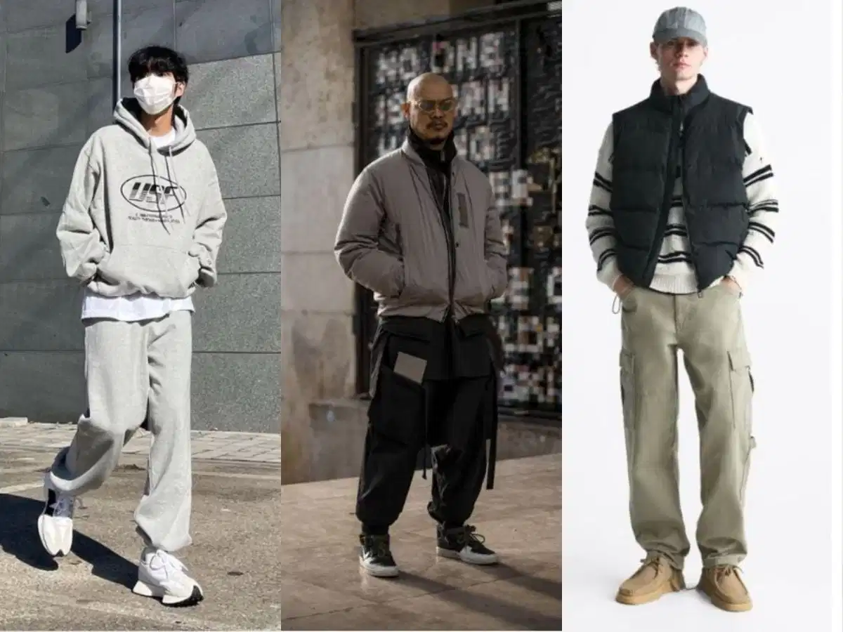 Phối quần jogger nam với sweater và áo gile phao Phối quần jogger nam với sweater và áo gile phao