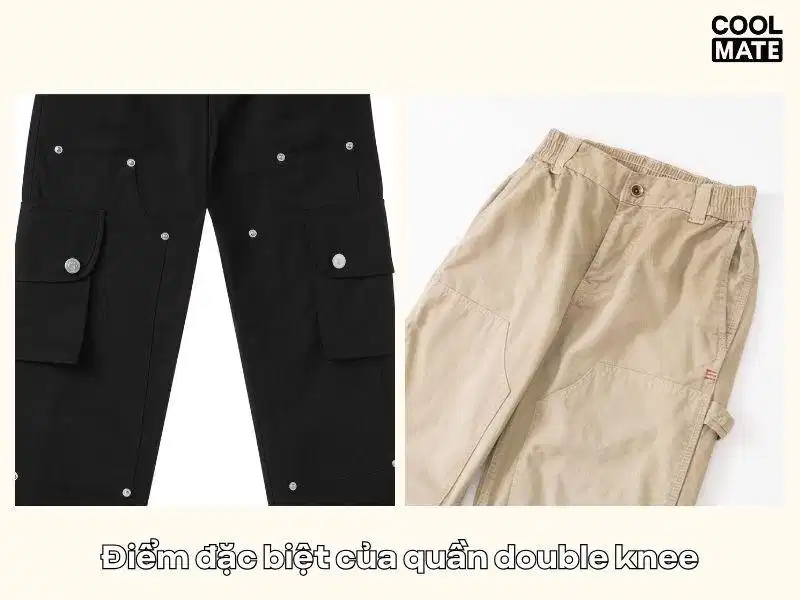 Những điểm nổi bật của quần Double Knee Chi tiết các đường may và phụ kiện đinh tán trên quần Double Knee