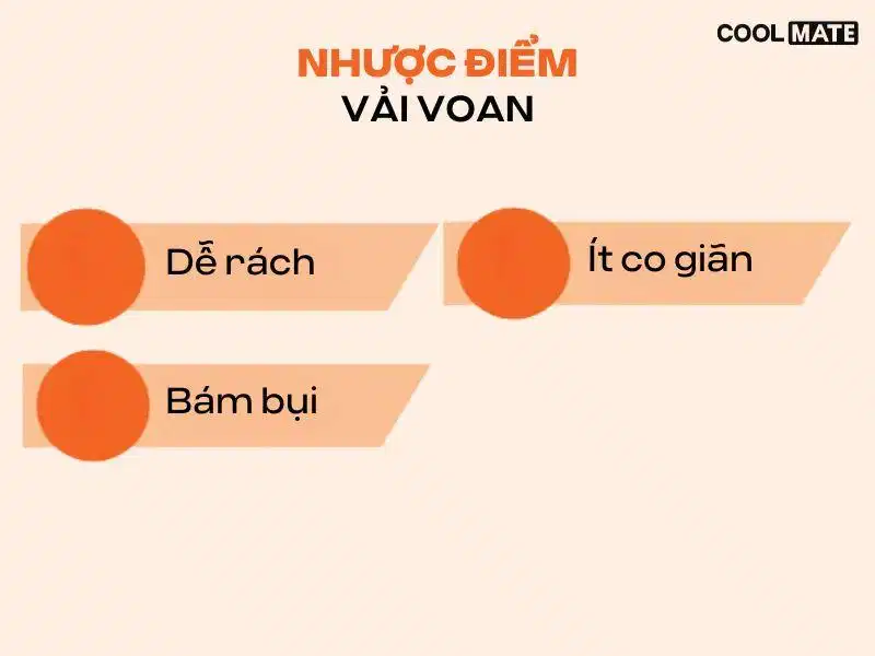 Nhược điểm cần lưu ý khi sử dụng chất liệu vải voan