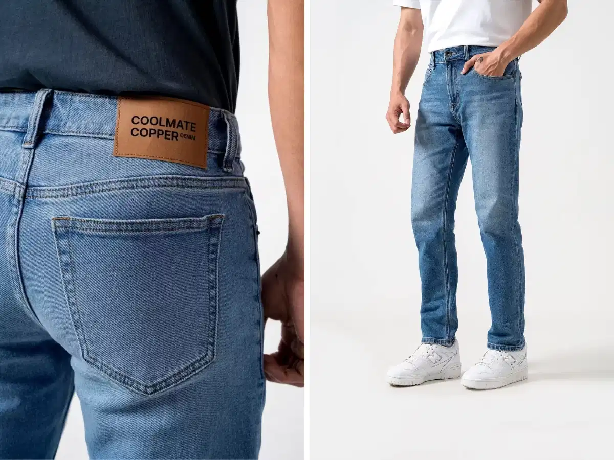 Quần jeans ống đứng màu cơ bản