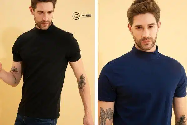 Cấu trúc cổ áo thun mock neck Cổ áo thun cao 3-5cm ôm vừa vặn