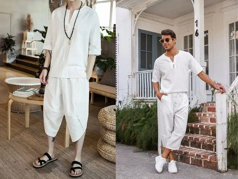 Phối áo đũi tay lửng với quần lửng nam Áo đũi nam tay lửng phối cùng quần lửng trẻ trung