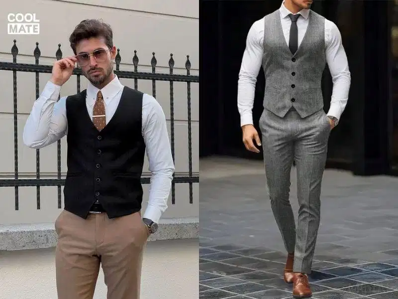 Phối áo gile quần âu đi tiệc cưới mùa đông Phối áo gile quần âu đi tiệc cưới mùa đông
