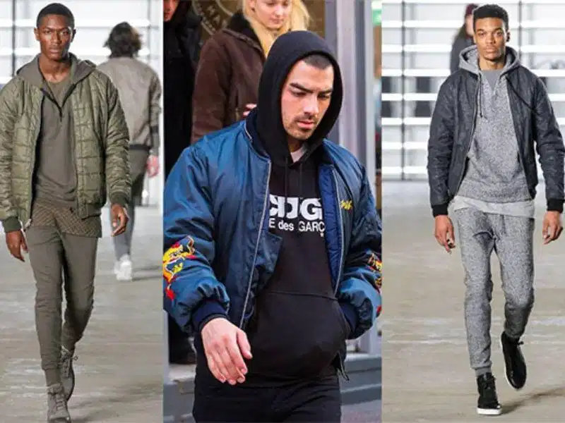Phối áo hoodie form rộng cùng áo khoác bomber nam Phối áo hoodie form rộng bên trong áo khoác bomber nam cá tính