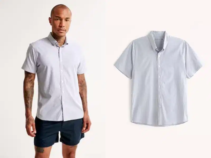 Phối áo sơ mi xám nam với quần short Phối áo sơ mi xám nam với quần short