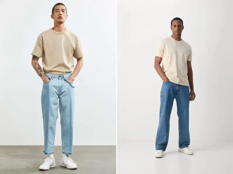 Phối áo thun be nam cùng quần jeans màu sáng