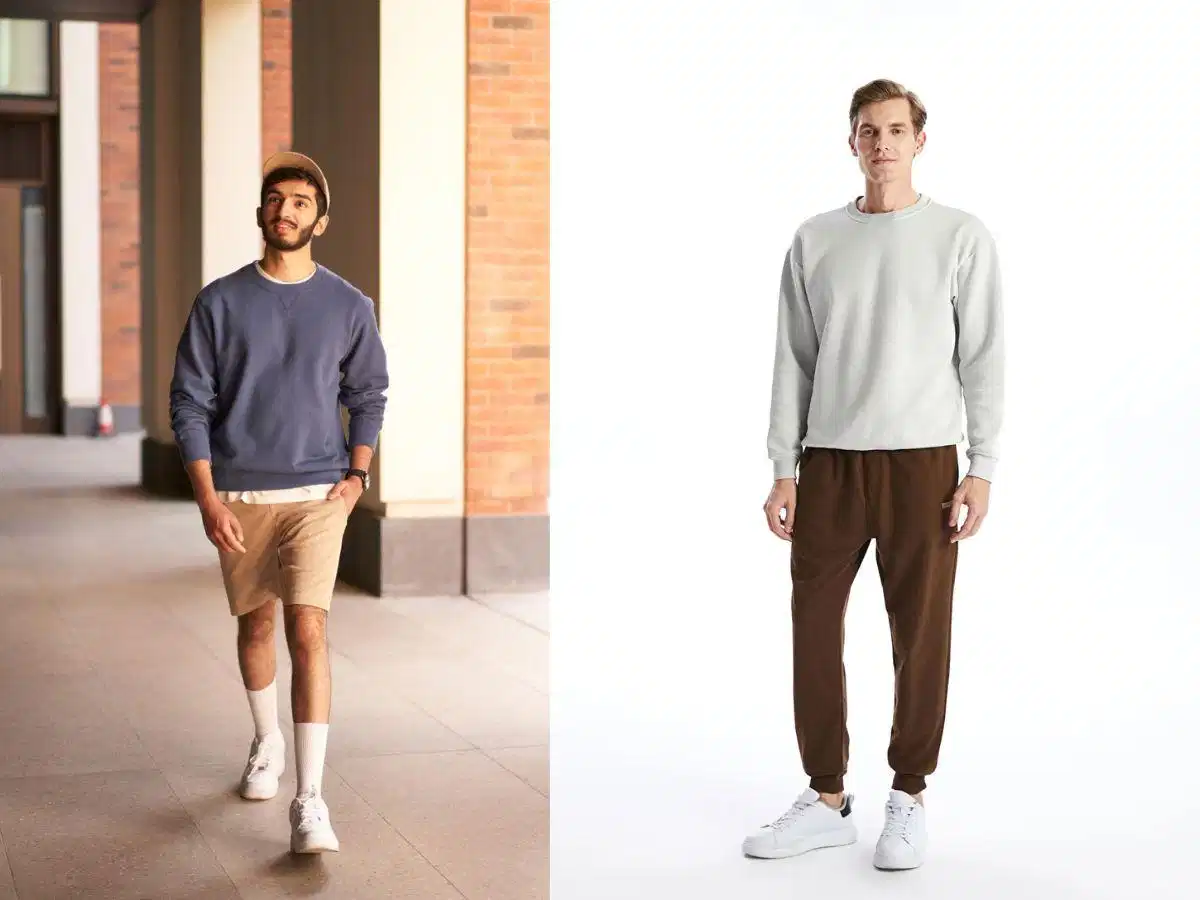 Phối cùng quần short hoặc jogger để có vẻ ngoài trẻ trung Outfit năng động kết hợp sweater cùng quần jogger hoặc short thể thao