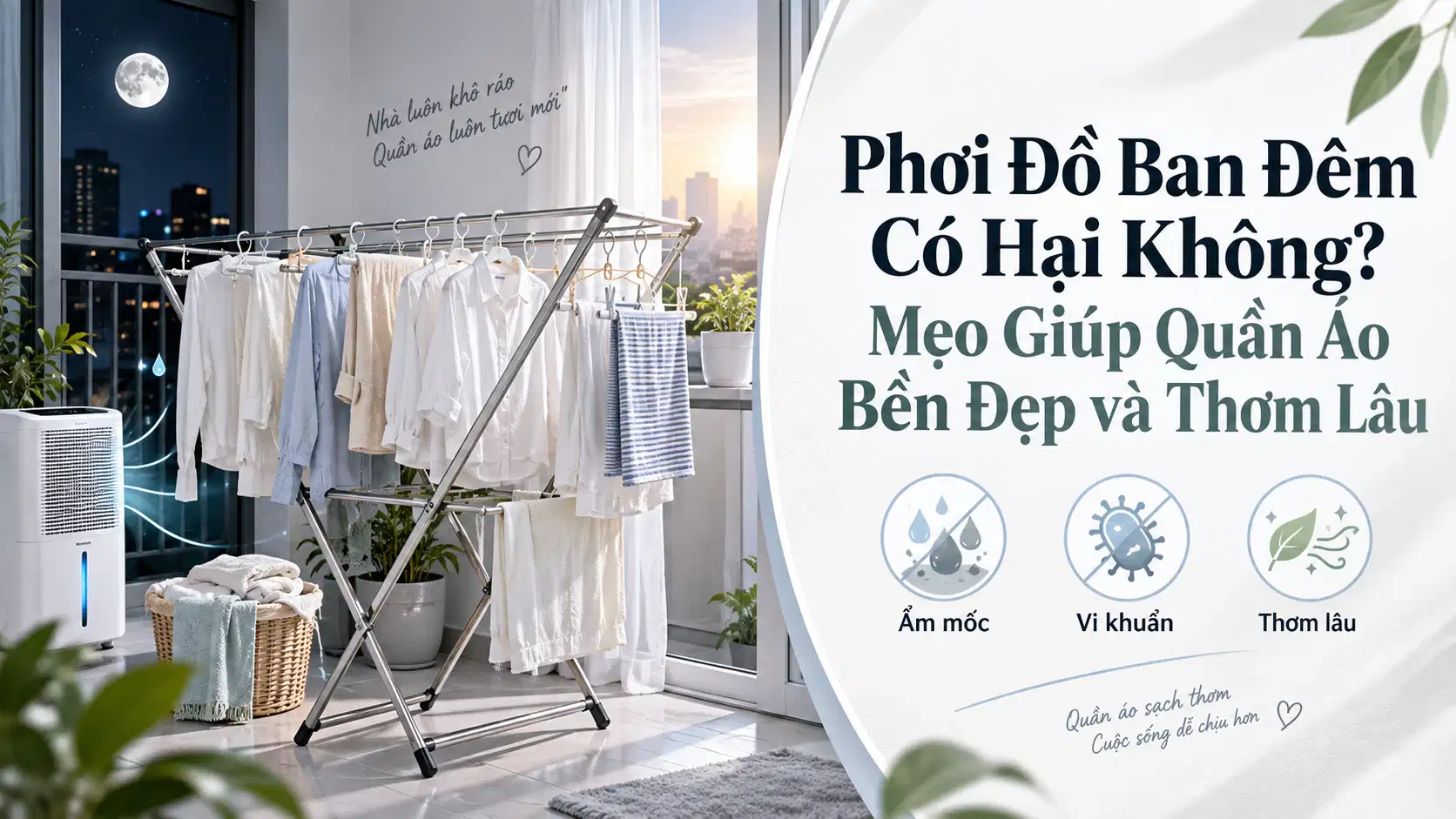 Phơi Đồ Ban Đêm Có Hại Không? Mẹo Giúp Quần Áo Bền Đẹp và Thơm Lâu