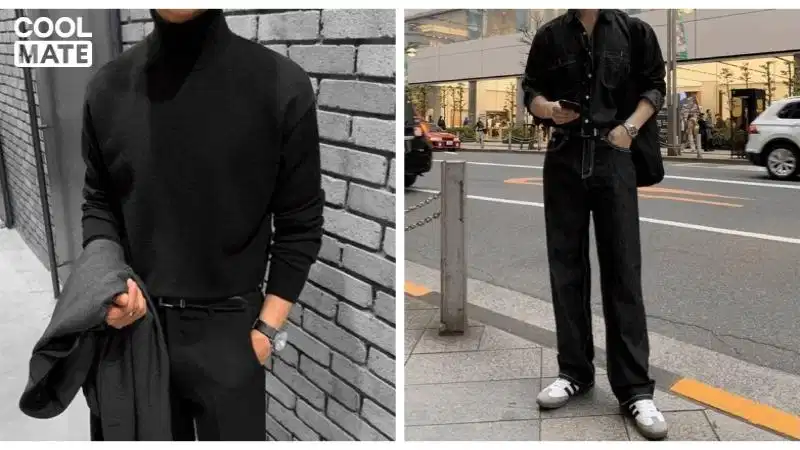 Phối đồ màu trung tính all black Cách phối đồ nam all black màu trung tính tạo chiều sâu